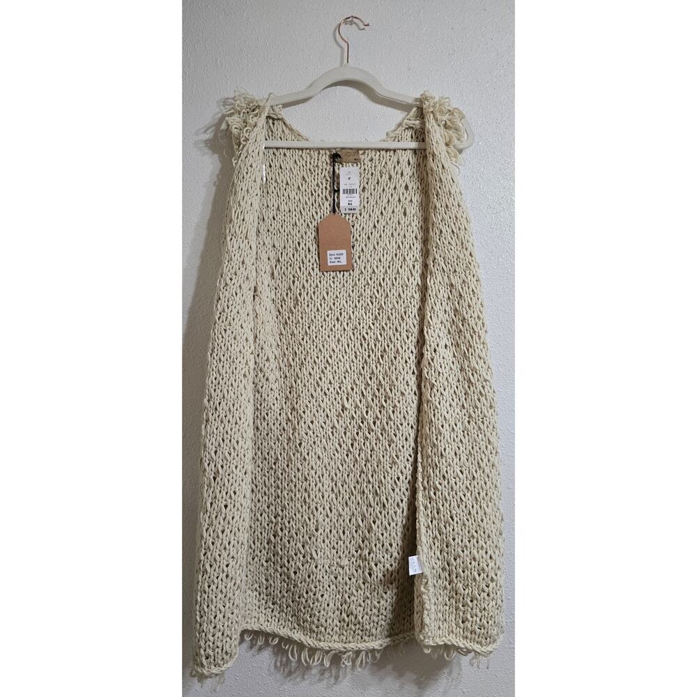 NWT Katsumi Abstract Statement Loop Knit Open Long Vest Size M/L Beige - Picture 6 of 7